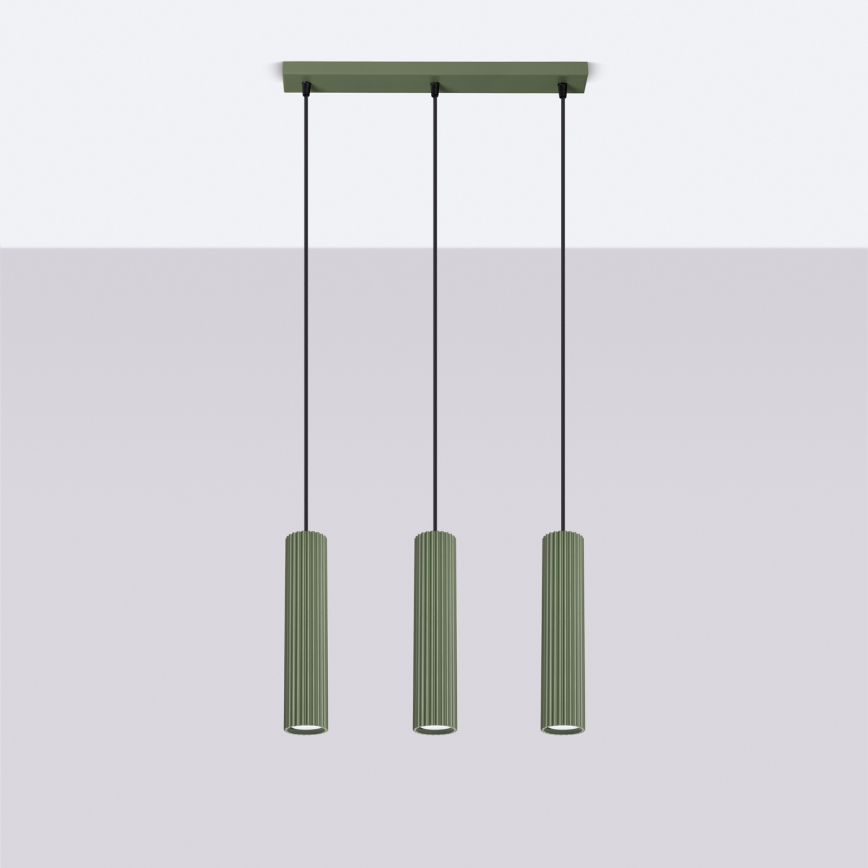 Candeeiro suspenso KARBON 3xGU10/10W/230V verde
