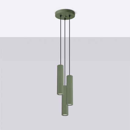 Candeeiro suspenso KARBON 3xGU10/10W/230V verde