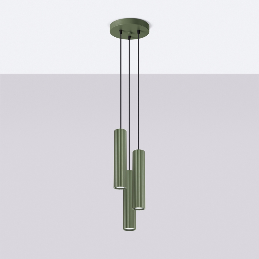Candeeiro suspenso KARBON 3xGU10/10W/230V verde