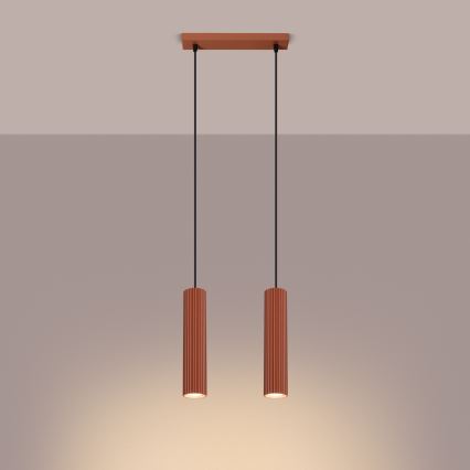 Candeeiro suspenso KARBON 2xGU10/10W/230V vermelho