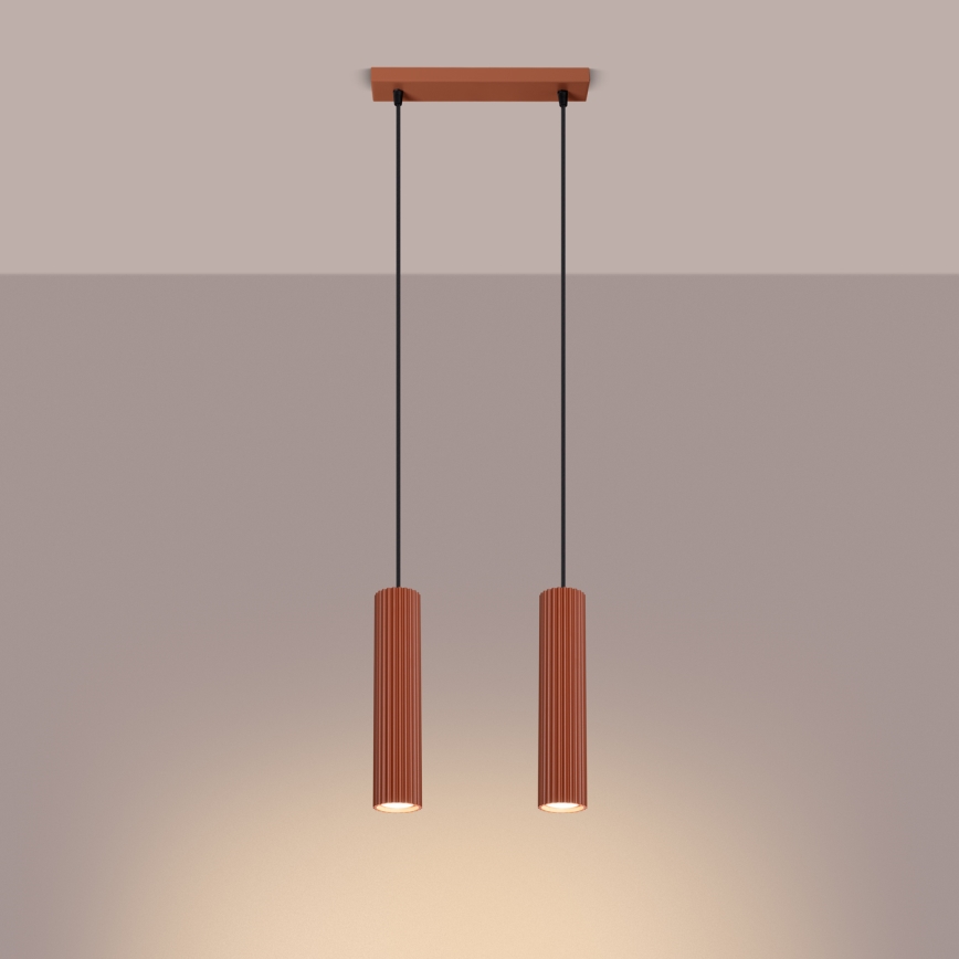 Candeeiro suspenso KARBON 2xGU10/10W/230V vermelho