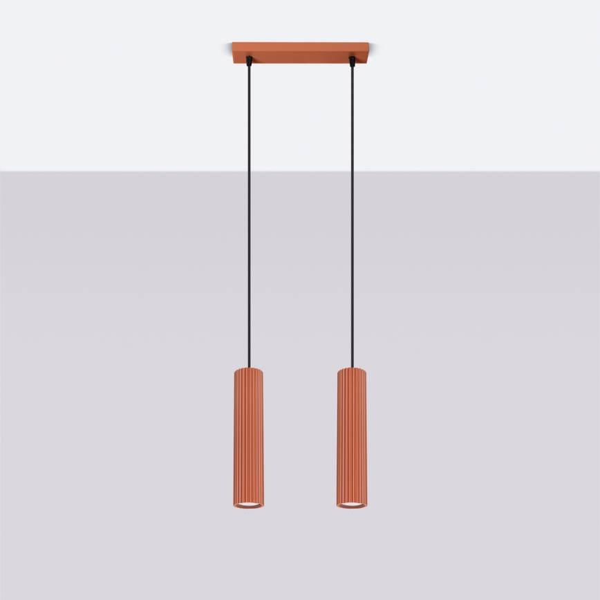Candeeiro suspenso KARBON 2xGU10/10W/230V vermelho