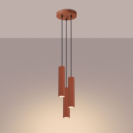 Candeeiro suspenso KARBON 3xGU10/10W/230V vermelho