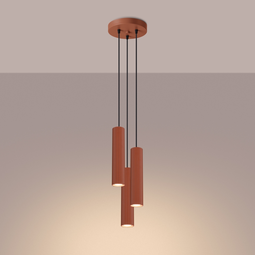 Candeeiro suspenso KARBON 3xGU10/10W/230V vermelho