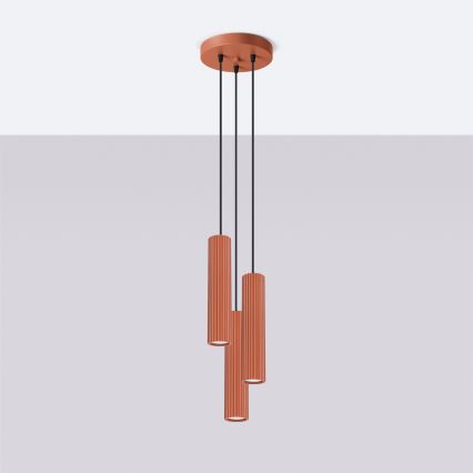 Candeeiro suspenso KARBON 3xGU10/10W/230V vermelho