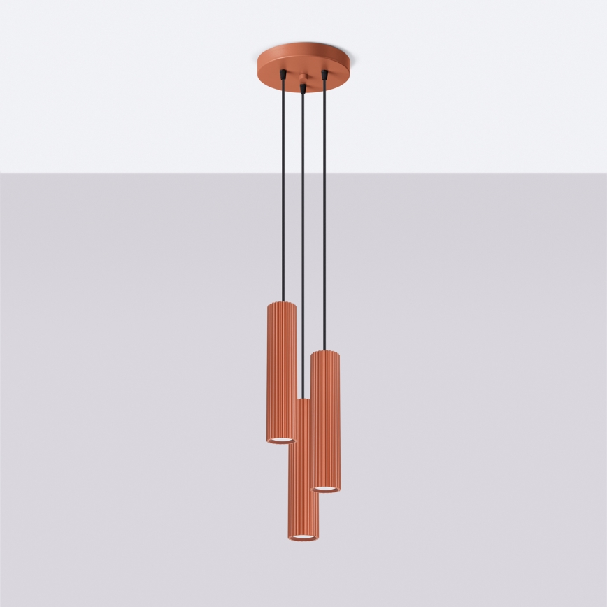 Candeeiro suspenso KARBON 3xGU10/10W/230V vermelho