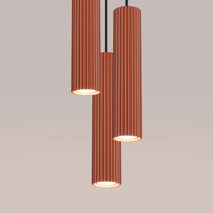 Candeeiro suspenso KARBON 3xGU10/10W/230V vermelho