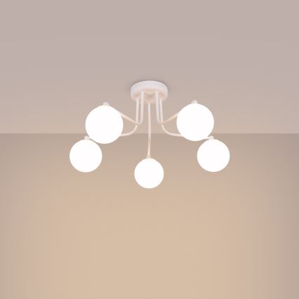 Candeeiro suspenso ASTRAL 5xG9/8W/230V branco