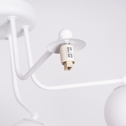 Candeeiro suspenso ASTRAL 5xG9/8W/230V branco