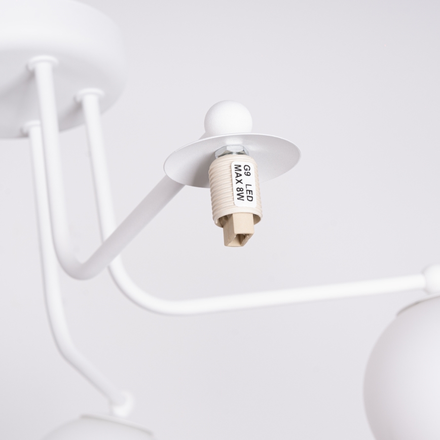 Candeeiro suspenso ASTRAL 5xG9/8W/230V branco