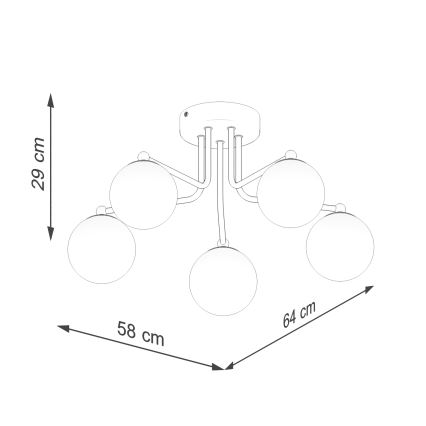 Candeeiro suspenso ASTRAL 5xG9/8W/230V branco