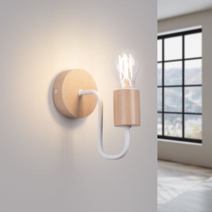 Candeeiro de parede TIMBO 1xE27/15W/230V branco/bege/faia