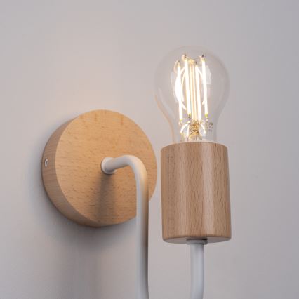 Candeeiro de parede TIMBO 1xE27/15W/230V branco/bege/faia