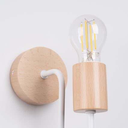 Candeeiro de parede TIMBO 1xE27/15W/230V branco/bege/faia