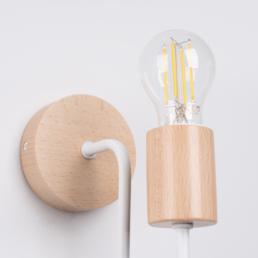 Candeeiro de parede TIMBO 1xE27/15W/230V branco/bege/faia