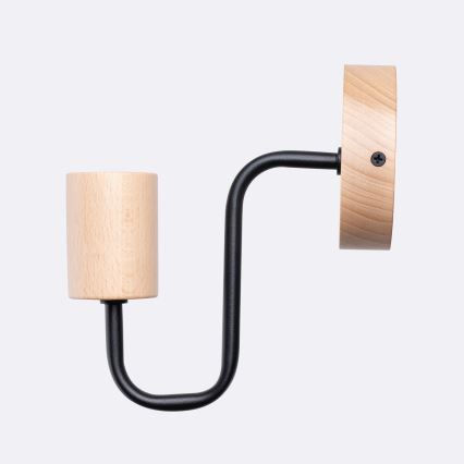 Candeeiro de parede TIMBO 1xE27/15W/230V preto/bege/faia