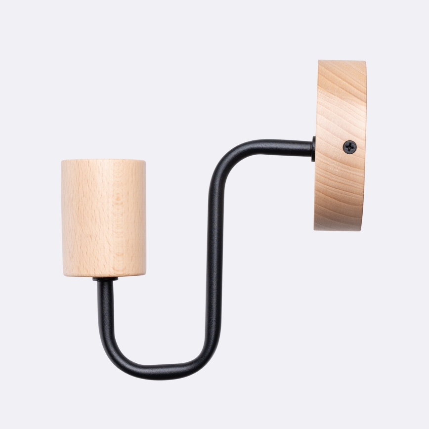 Candeeiro de parede TIMBO 1xE27/15W/230V preto/bege/faia