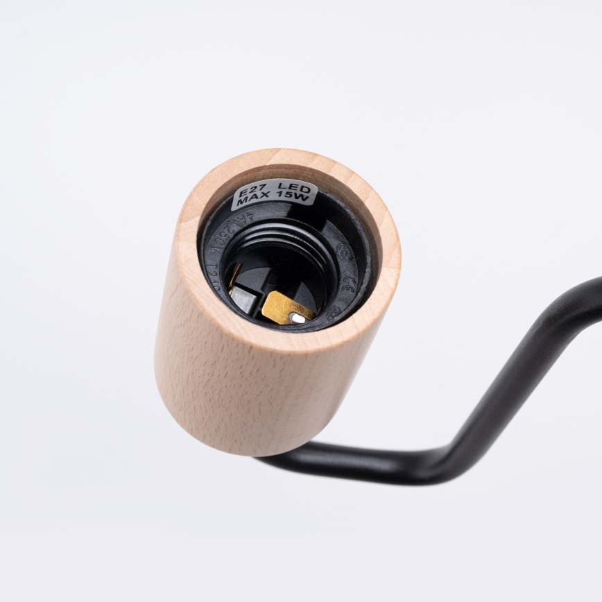 Candeeiro de parede TIMBO 1xE27/15W/230V preto/bege/faia