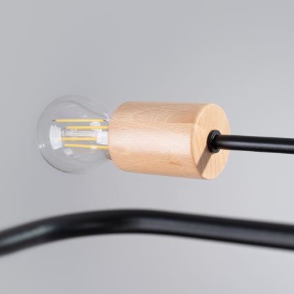 Candeeiro integrado TIMBO 6xE27/15W/230V preto/bege/faia