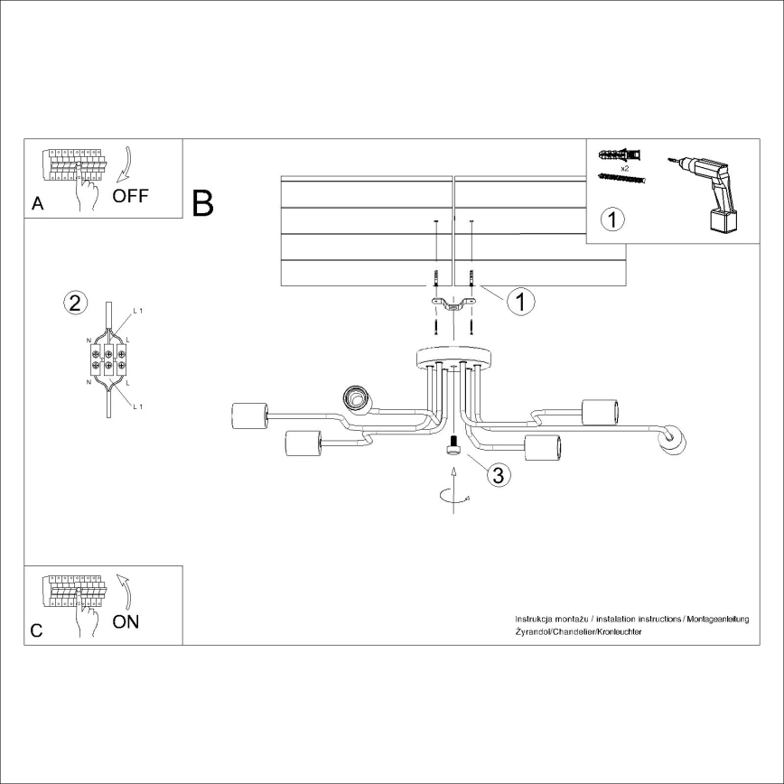 Candeeiro integrado TIMBO 6xE27/15W/230V preto/bege/faia