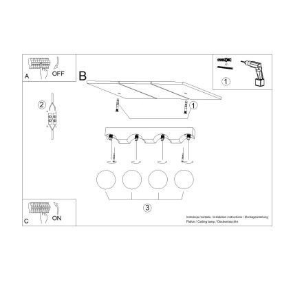 Iluminação de teto BULBO 4xG9/8W/230V faia/branco