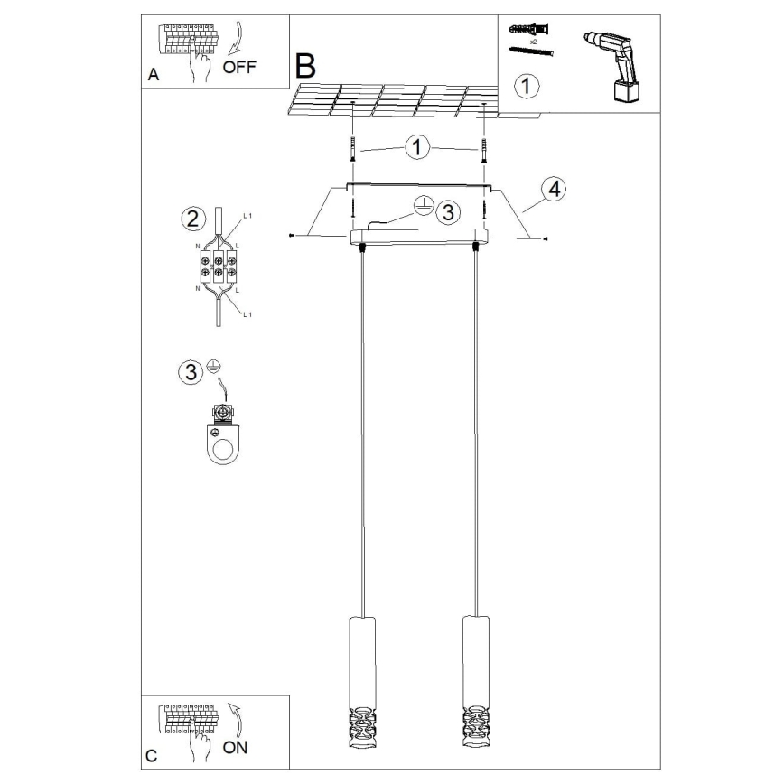 Candeeiro suspenso LIRO 2xGU10/10W/230V branco