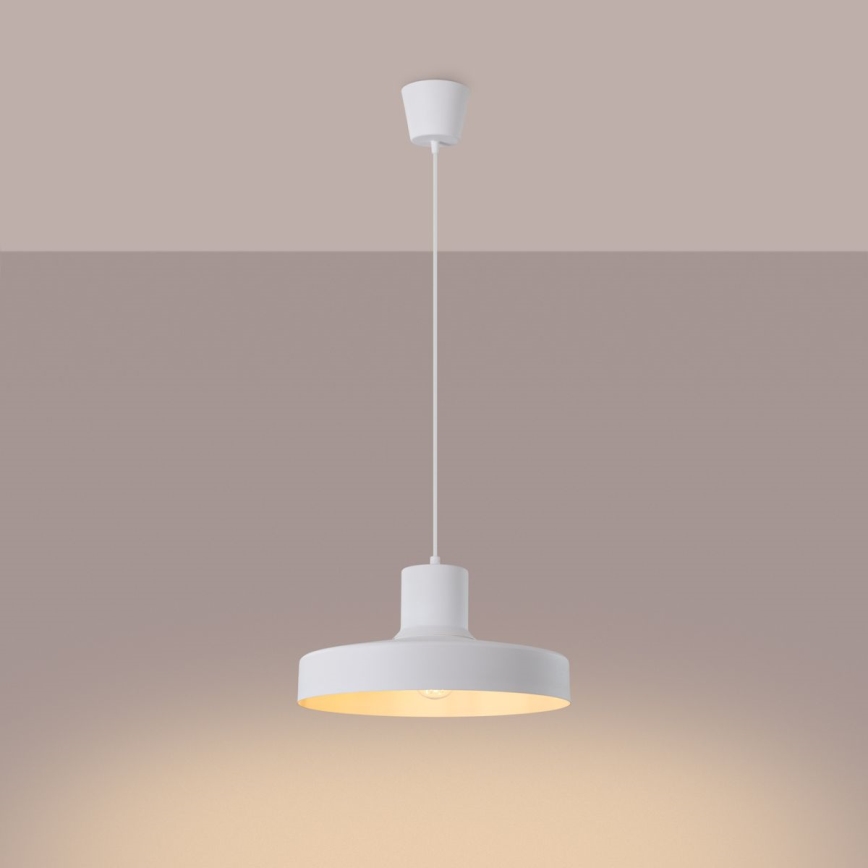 Candeeiro suspenso BILO 1xE27/15W/230V diâmetro 35 cm branco