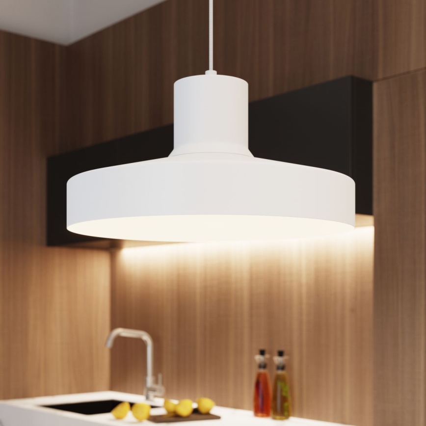 Candeeiro suspenso BILO 1xE27/15W/230V diâmetro 35 cm branco