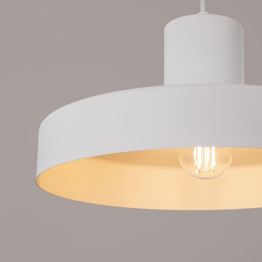 Candeeiro suspenso BILO 1xE27/15W/230V diâmetro 35 cm branco