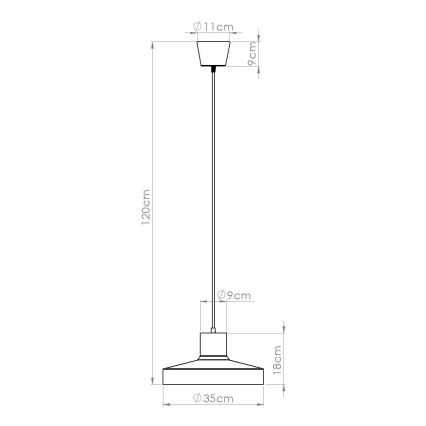 Candeeiro suspenso BILO 1xE27/15W/230V diâmetro 35 cm branco