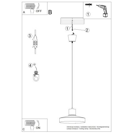 Candeeiro suspenso BILO 1xE27/15W/230V diâmetro 35 cm branco