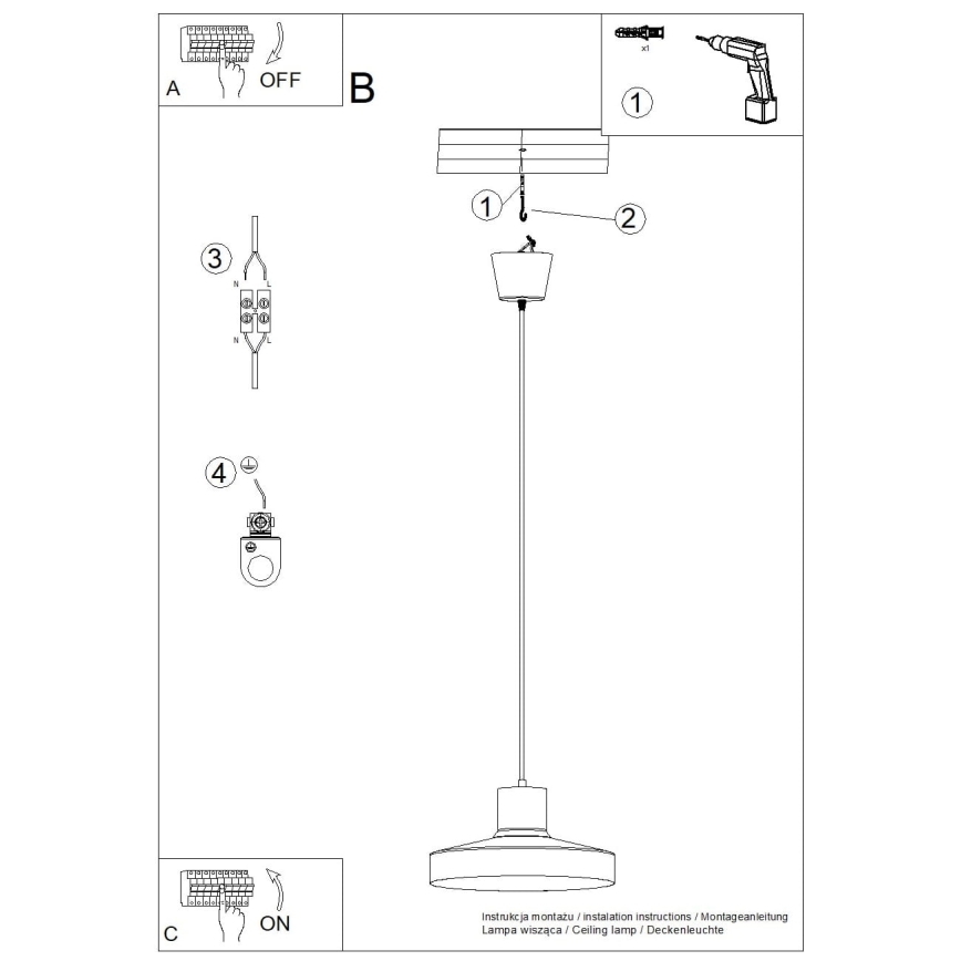 Candeeiro suspenso BILO 1xE27/15W/230V diâmetro 35 cm branco