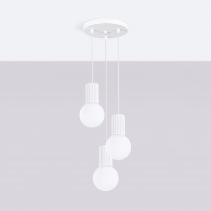 Candeeiro suspenso HALO 3xG9/8W/230V diâmetro 25 cm branco