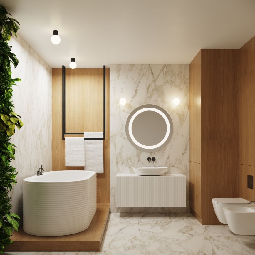 Iluminação de parede para casa de banho HALO 1xG9/8W/230V diâmetro 12 cm IP44 preto