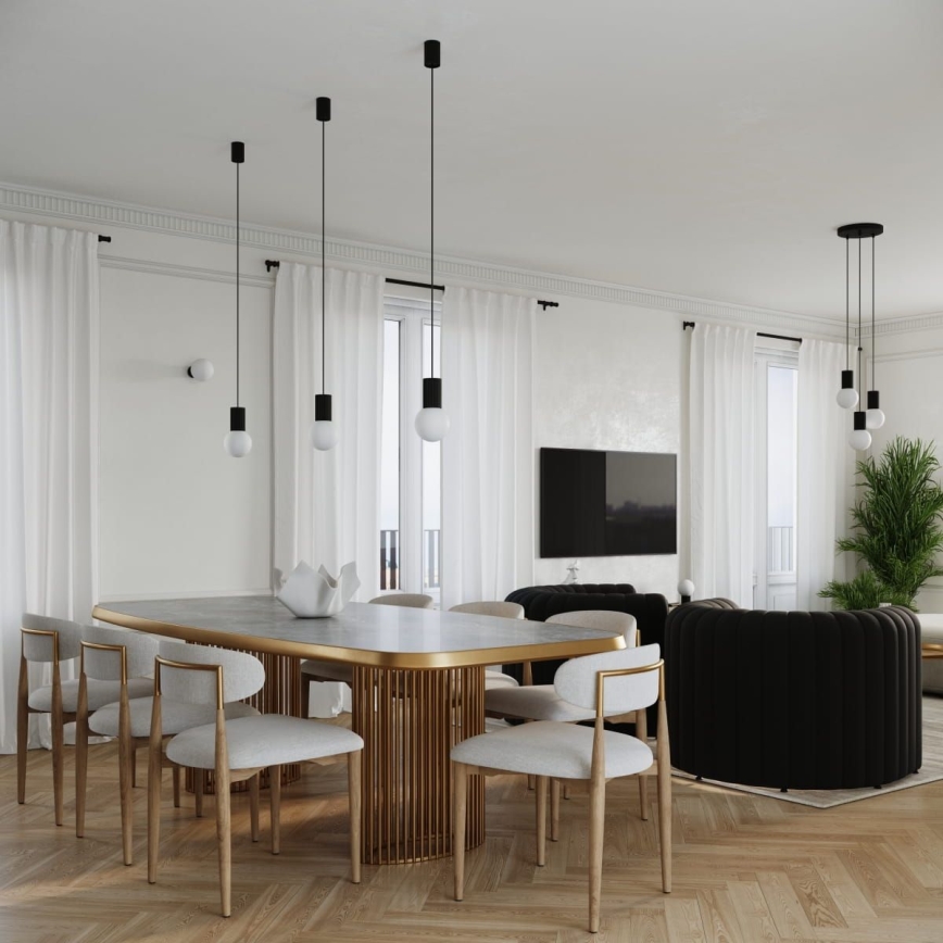 Candeeiro suspenso HALO 1xG9/8W/230V diâmetro 12 cm preto
