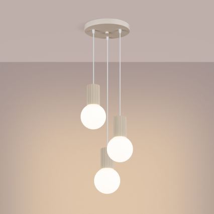 Candeeiro suspenso HALO 3xG9/8W/230V diâmetro 25 cm creme