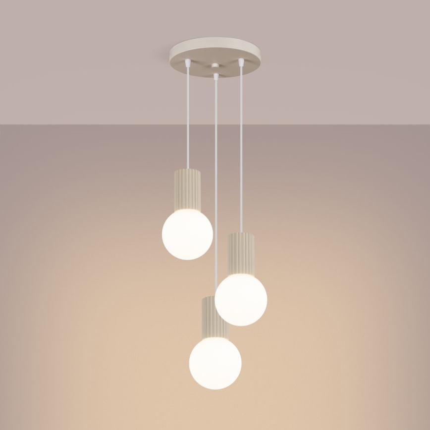 Candeeiro suspenso HALO 3xG9/8W/230V diâmetro 25 cm creme