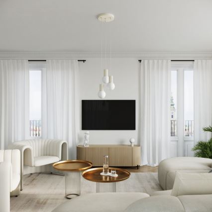 Candeeiro suspenso HALO 3xG9/8W/230V diâmetro 25 cm creme