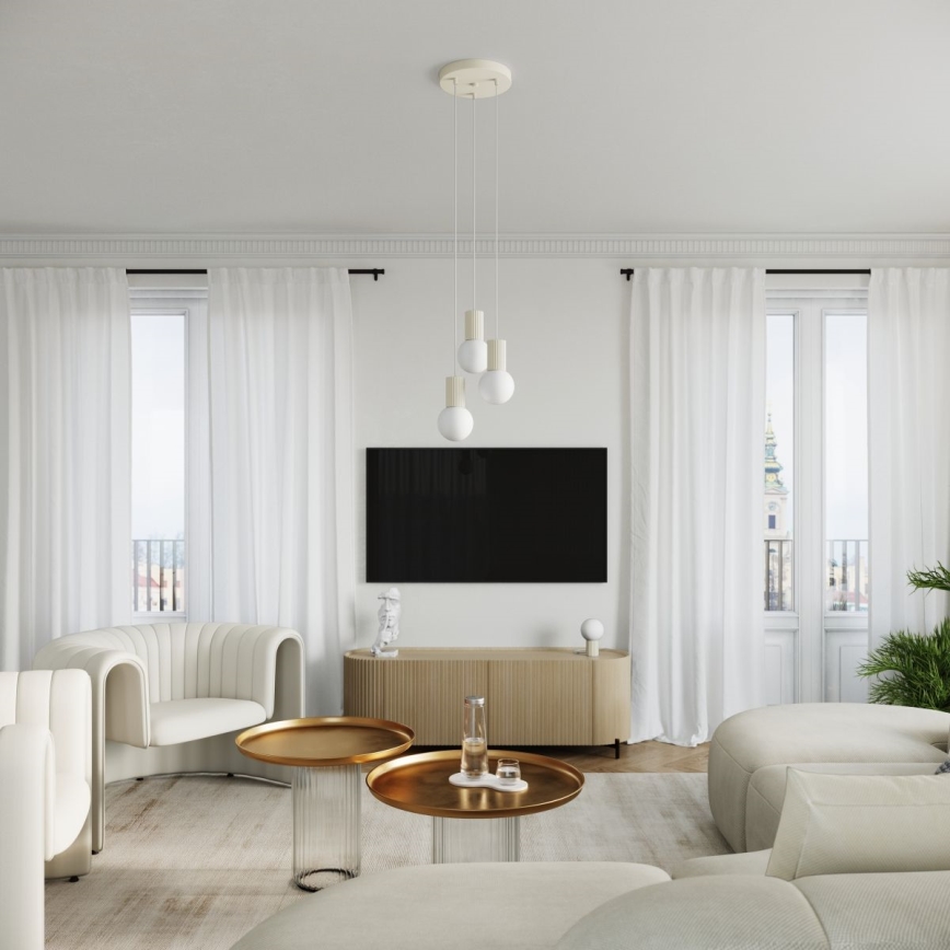 Candeeiro suspenso HALO 3xG9/8W/230V diâmetro 25 cm creme
