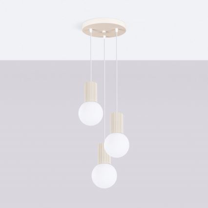 Candeeiro suspenso HALO 3xG9/8W/230V diâmetro 25 cm creme