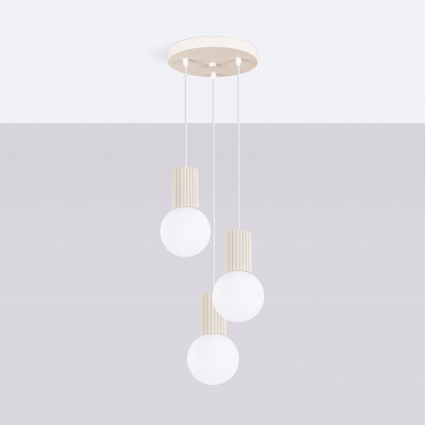 Candeeiro suspenso HALO 3xG9/8W/230V diâmetro 25 cm creme
