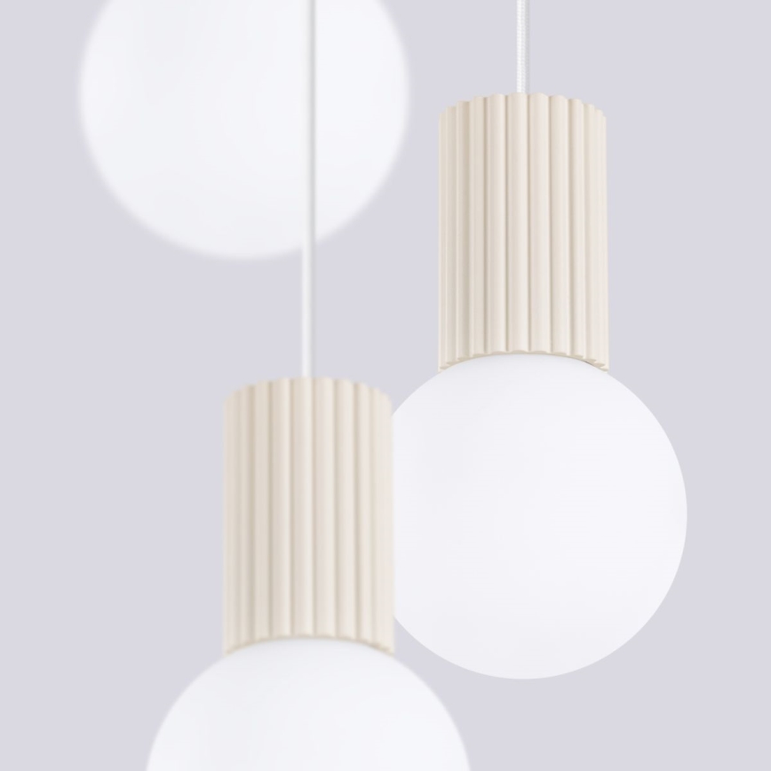 Candeeiro suspenso HALO 3xG9/8W/230V diâmetro 25 cm creme