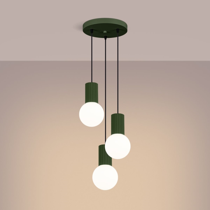 Candeeiro suspenso HALO 3xG9/8W/230V diâmetro 25 cm verde