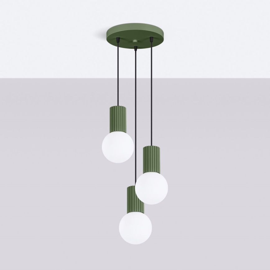 Candeeiro suspenso HALO 3xG9/8W/230V diâmetro 25 cm verde