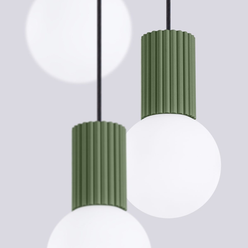 Candeeiro suspenso HALO 3xG9/8W/230V diâmetro 25 cm verde