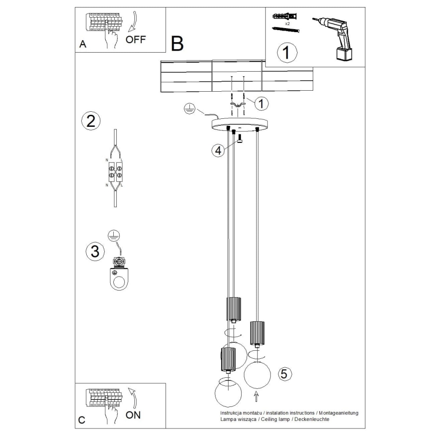 Candeeiro suspenso HALO 3xG9/8W/230V diâmetro 25 cm verde