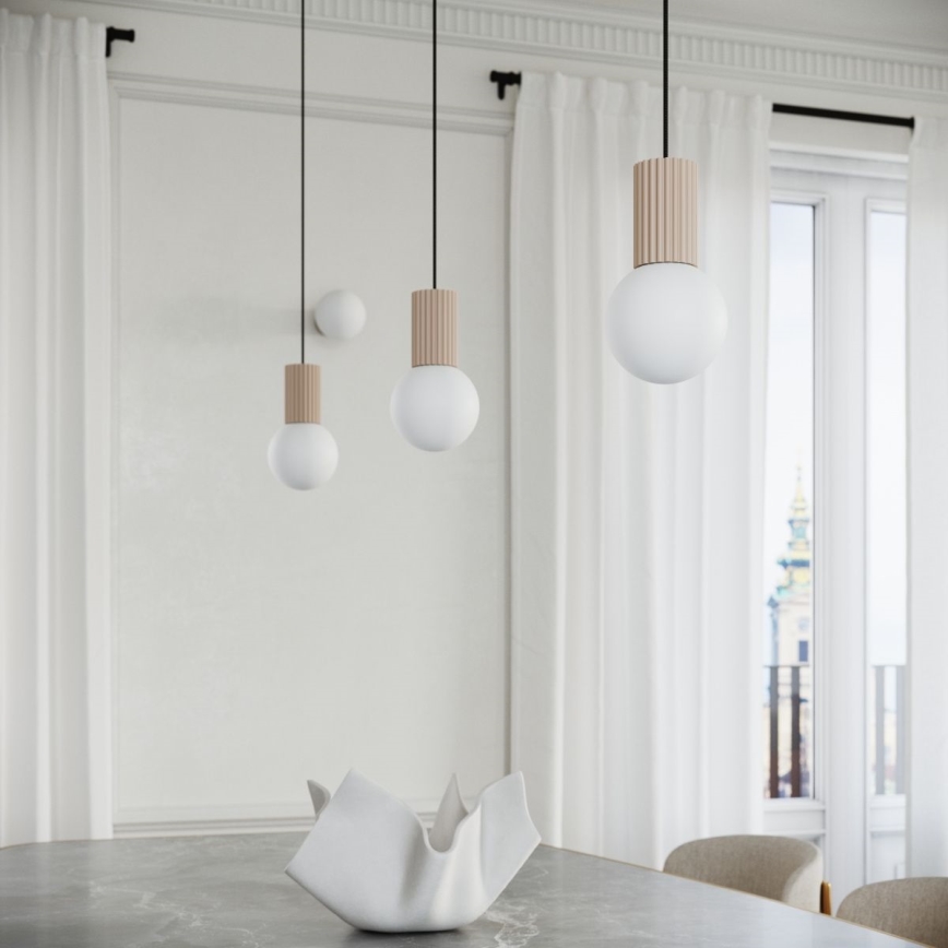 Candeeiro suspenso HALO 1xG9/8W/230V diâmetro 12 cm bege