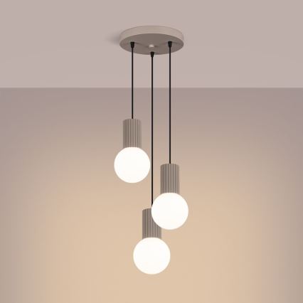 Candeeiro suspenso HALO 3xG9/8W/230V diâmetro 25 cm bege