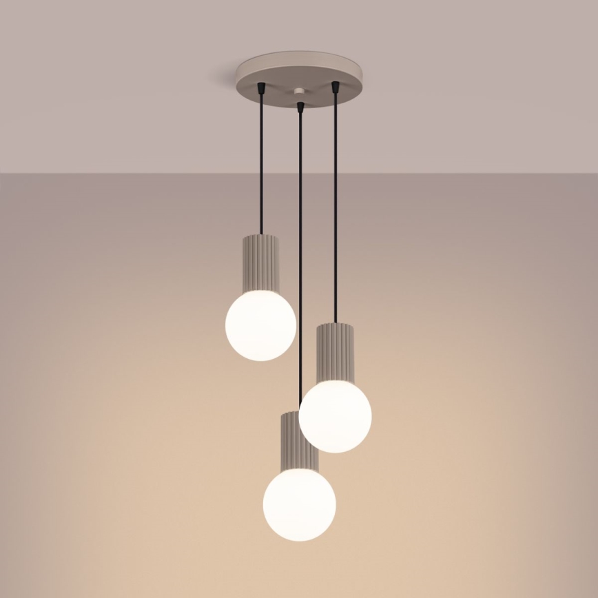 Candeeiro suspenso HALO 3xG9/8W/230V diâmetro 25 cm bege