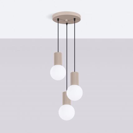 Candeeiro suspenso HALO 3xG9/8W/230V diâmetro 25 cm bege